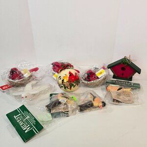 Bird Themed Christmas Ornament Crafts Lot Cardinal Dove Birdhouse Nest Holiday